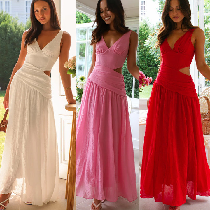 Robe Maxi Femme avec Détails Découpés et Jupe Flottante Levoire