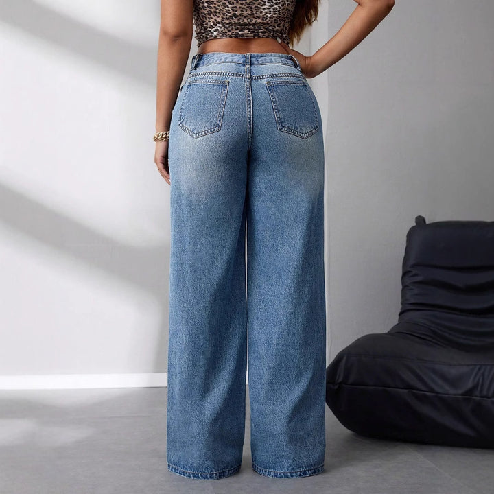 Jean taille haute à coupe large pour femmes dans un style vintage décontracté Levoire
