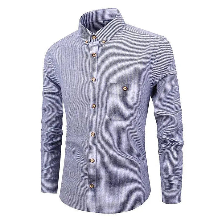 Levoire | Chemise à rayures slim-fit à manches longues Bleu foncé