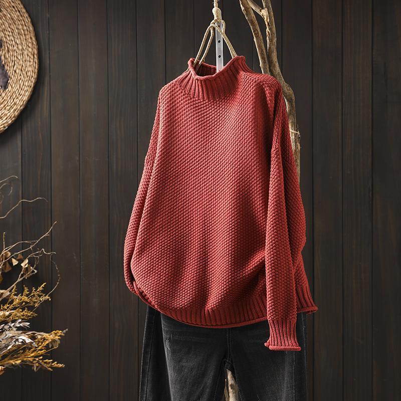 Levoire | Chandail En Tricot Pour Femme - Col De Tortue Rouge Taille unique