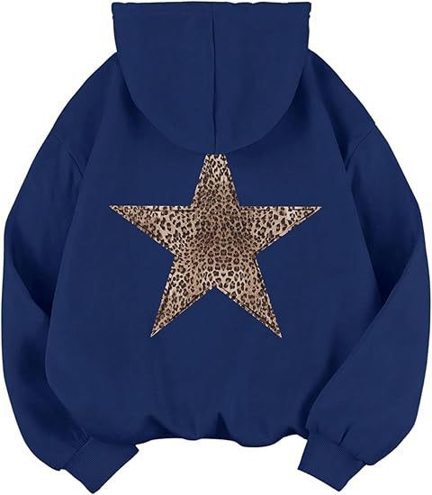 Haut à capuche pour femme avec grand motif étoile imprimé léopard Levoire