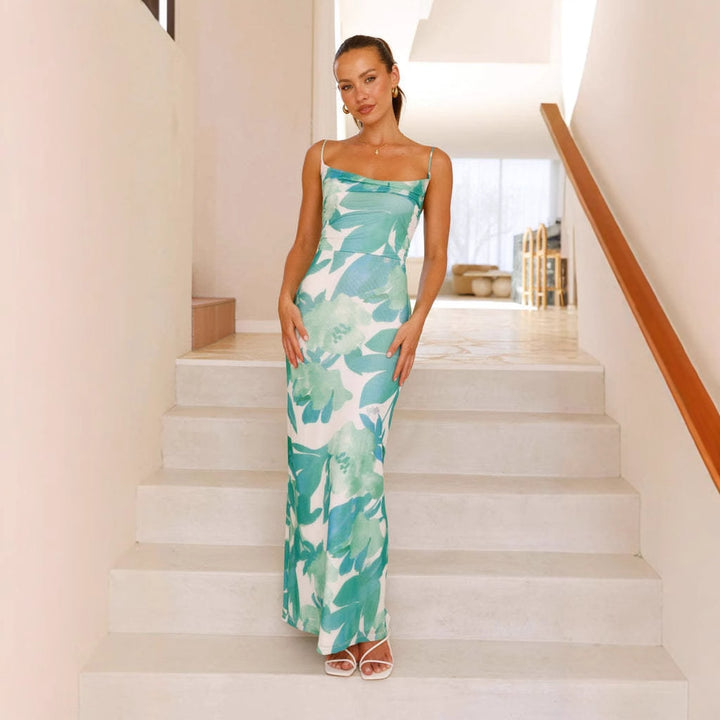 Robe maxi élégante pour femme avec motif floral et bretelles fines Levoire