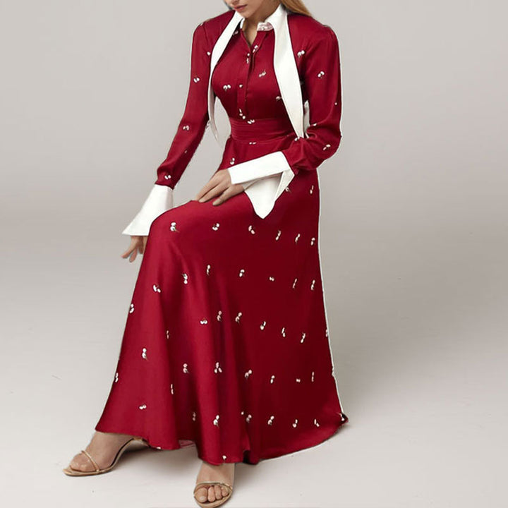 Robe Maxi Élégante Femme avec Drapé Artistique et Manches Longues Levoire
