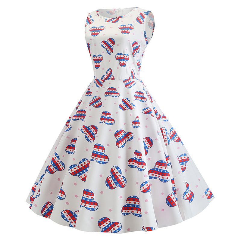 Robe swing rétro pour femmes avec motif joyeux et jupe tourbillonnante Levoire