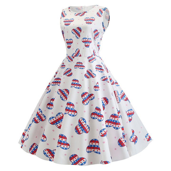 Robe swing rétro pour femmes avec motif joyeux et jupe tourbillonnante Levoire