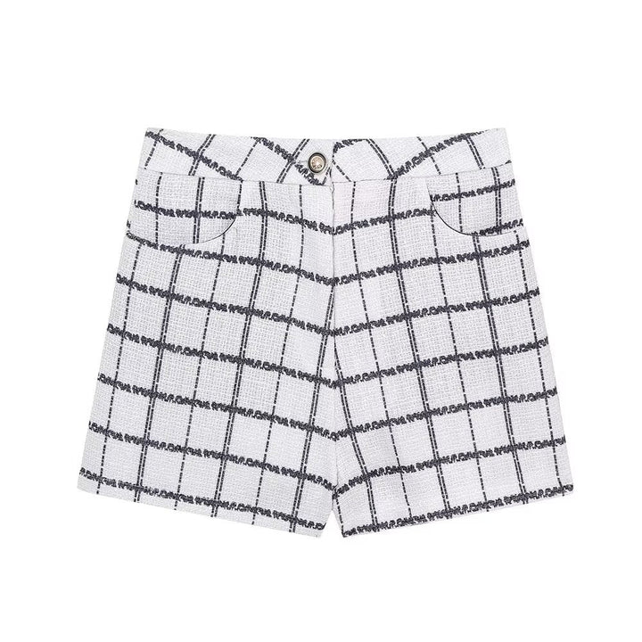 Levoire | Ensemble de Blazer à Carreaux Élégant et Jupe Mini Shorts à motifs A3