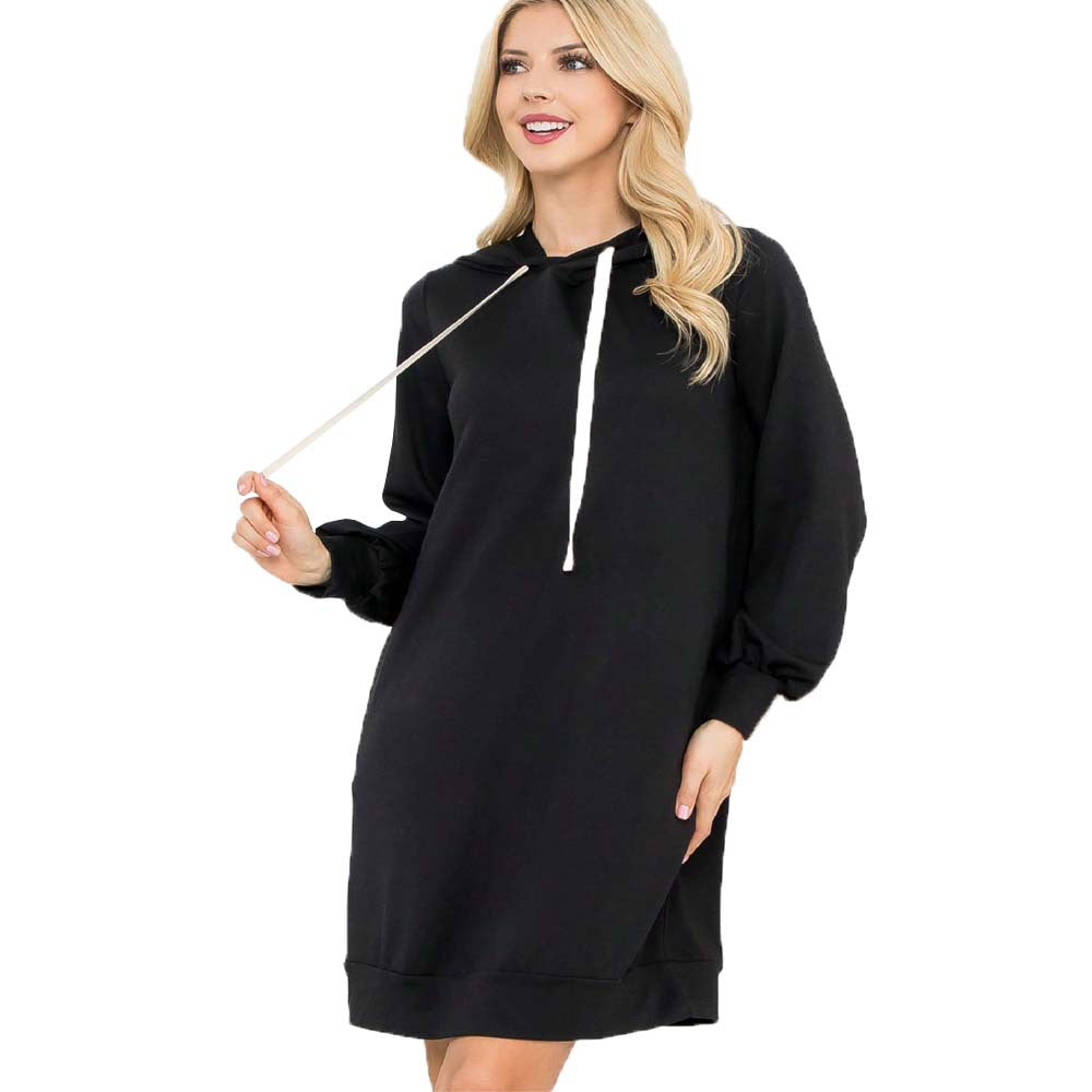 Robe hoodie pour femmes avec des manches bouffantes élégantes et une poche kangourou pratique Levoire