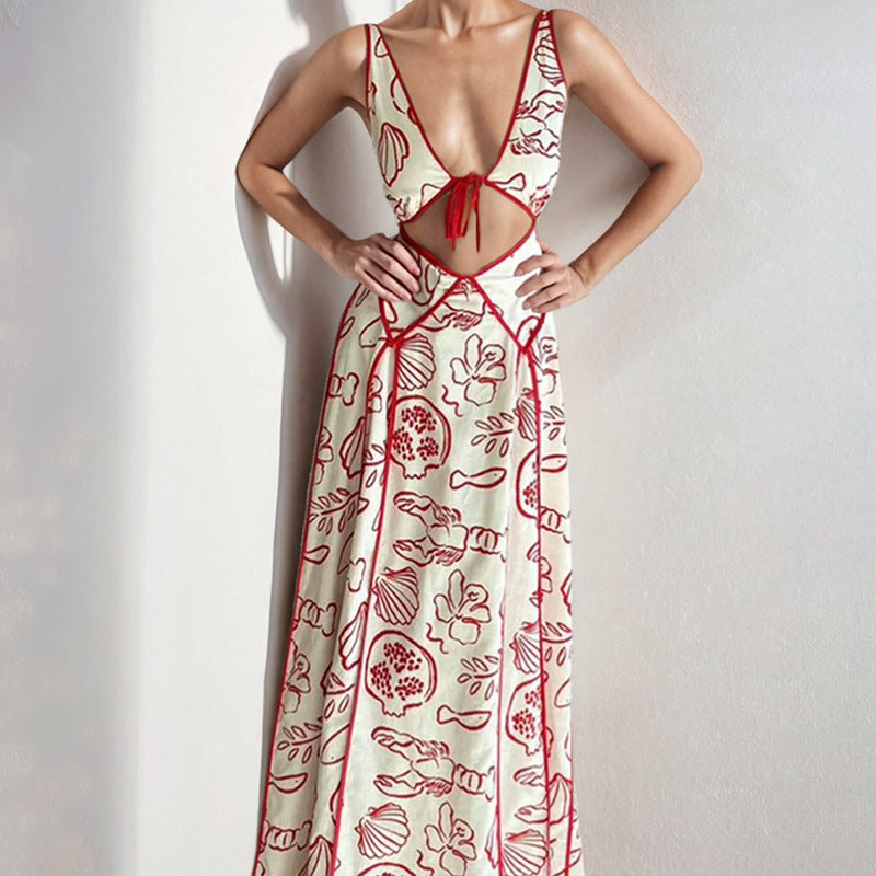 Robe maxi femme avec détail de dos tressé et motif floral Levoire