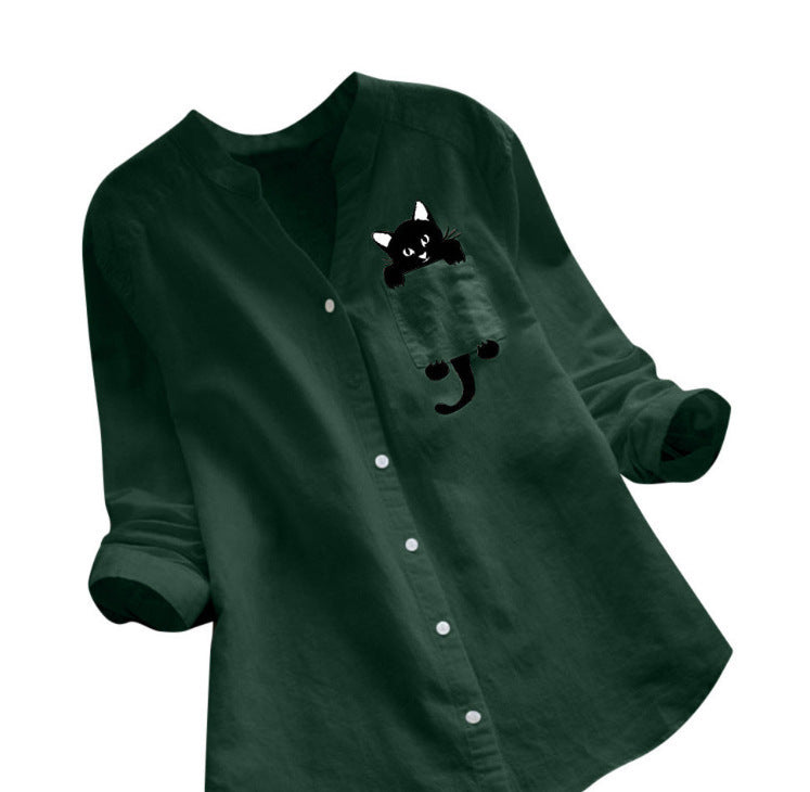 Blouse tendance pour femmes avec motif de chat amusant Levoire