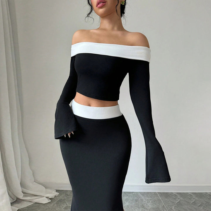 Ensemble de haut court et de jupe maxi pour femmes avec design décolleté Levoire
