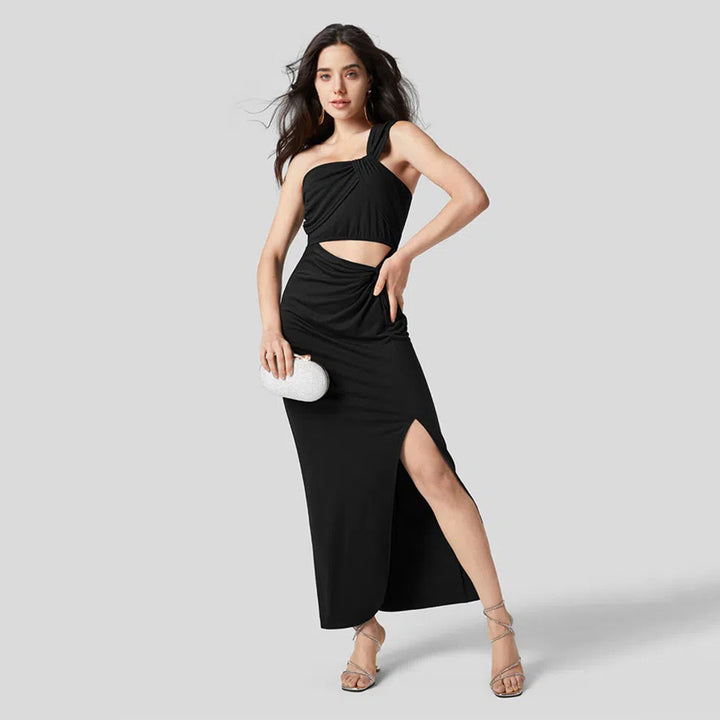 Robe enveloppante élégante pour femme avec détails découpés asymétriques et silhouette près du corps Levoire