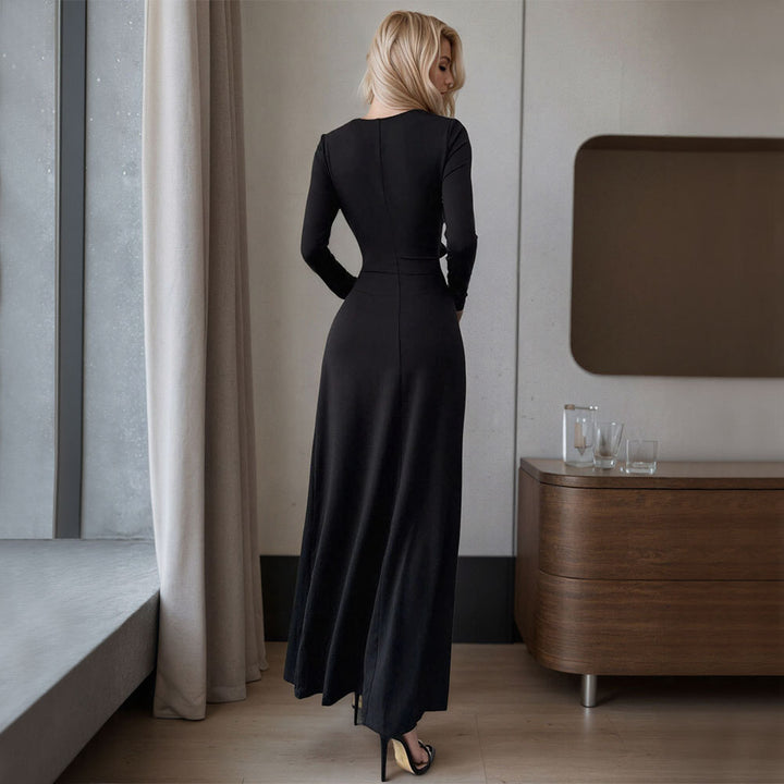 Robe maxi femme avec découpes latérales et drapés élégants Levoire