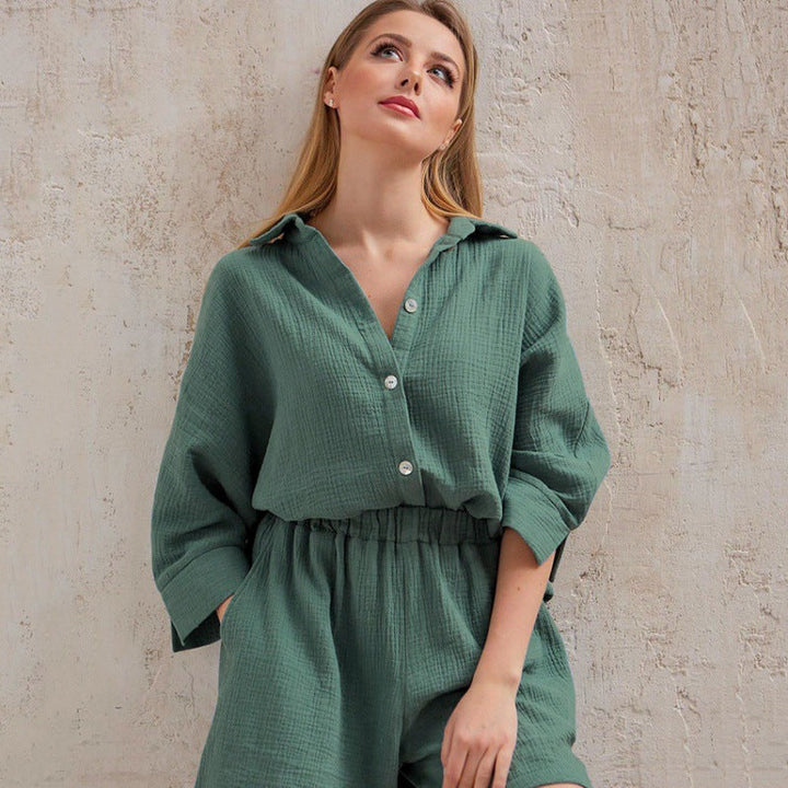Levoire | Haut Chic Décontracté Et Ensemble Court En Deux Pièces Pour Femmes Vert clair