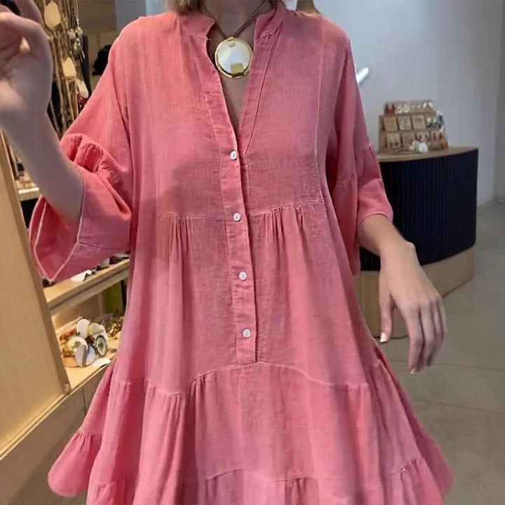 Robe chemise pour femmes avec des détails de volants volumineux Levoire