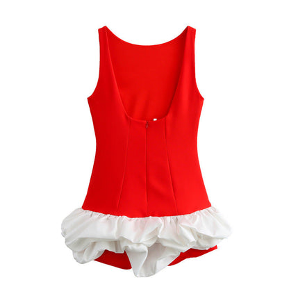 Levoire | Mini robe à volants mignonne Rouge et blanc