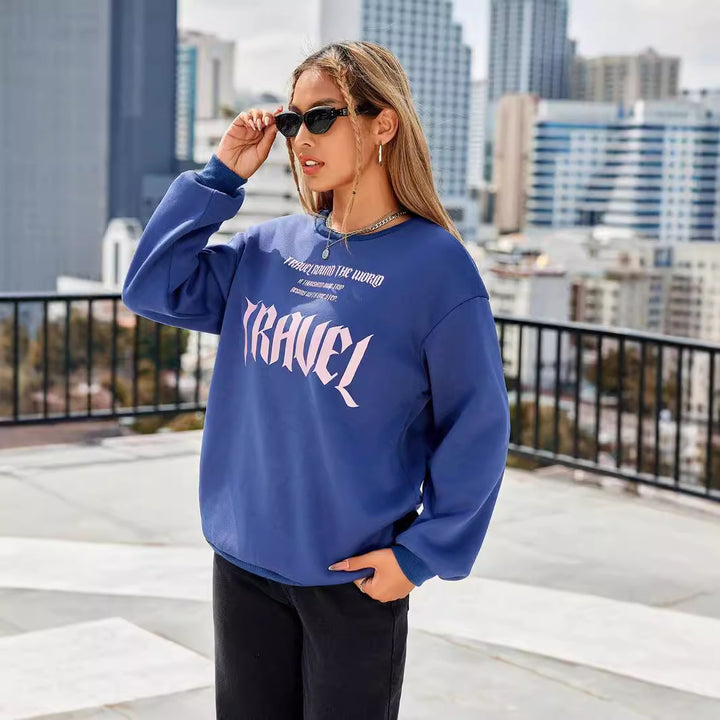 Sweat-shirt pour femmes avec lettrage artistique et coupe décontractée Levoire