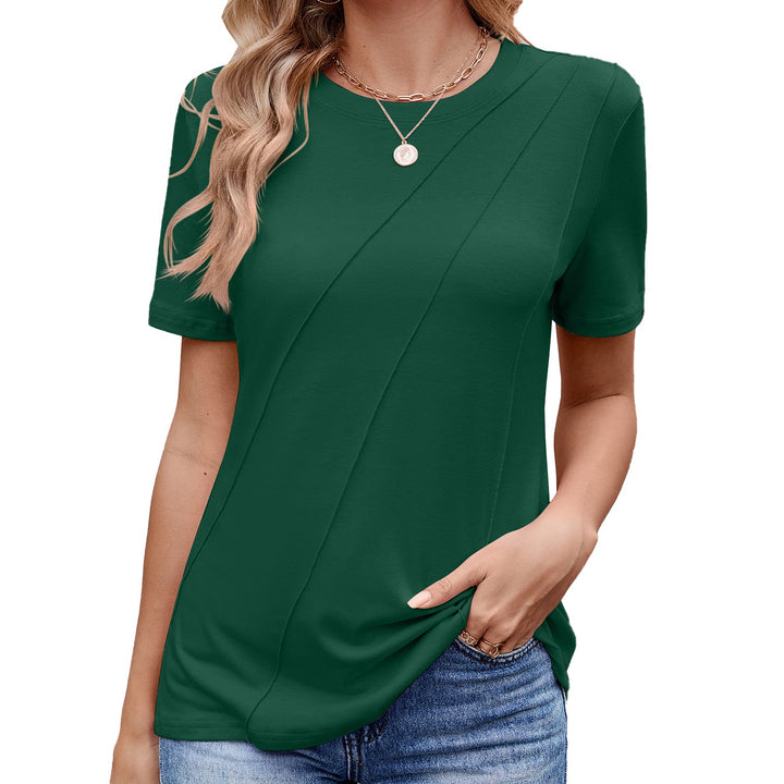 Levoire | Chemise décontractée confortable à col rond à manches courtes Vert foncé