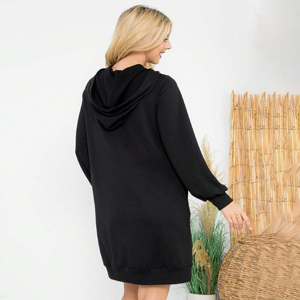 Robe de hoodie pour femmes avec des manches ballon élégantes et une poche kangourou pratique Levoire