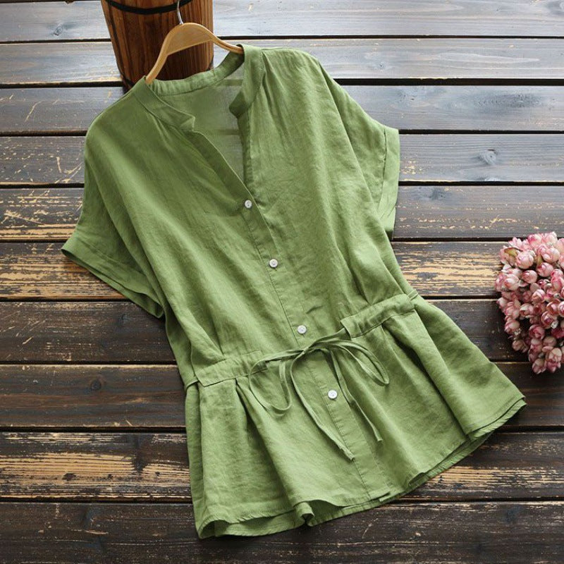 Tunique Femme Boutonnée avec Design Ajusté et Manches Courtes Levoire