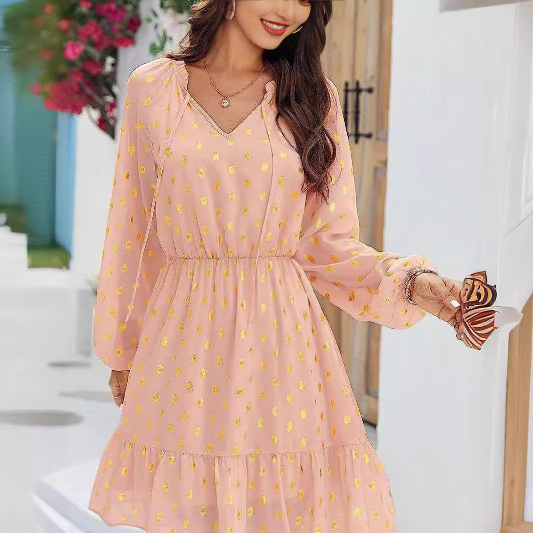 Robe en lin décontractée pour femmes avec détails volantés Levoire