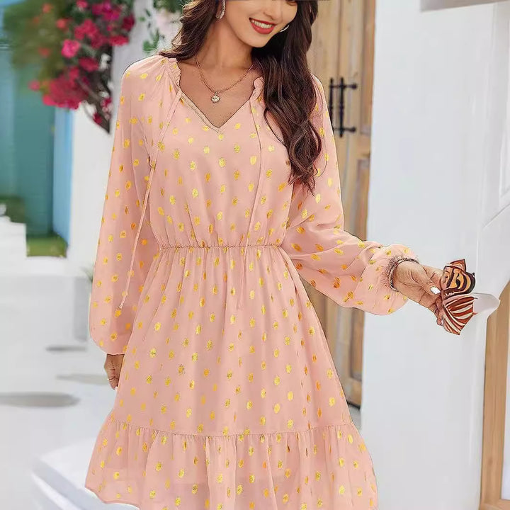 Robe en lin décontractée pour femmes avec détails volantés Levoire