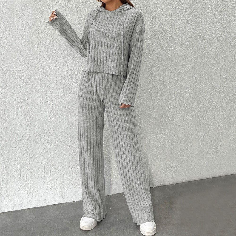 Ensemble en laine confortable pour femmes avec hoodie décontracté et pantalons larges Levoire