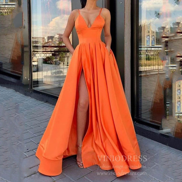 Levoire | Élégant accentuant Simple Longueur de plancher Tenue de soirée Orange