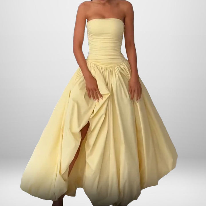 Robe maxi bandeau de haute qualité pour femmes avec fente élégante et jupe volumineuse Levoire