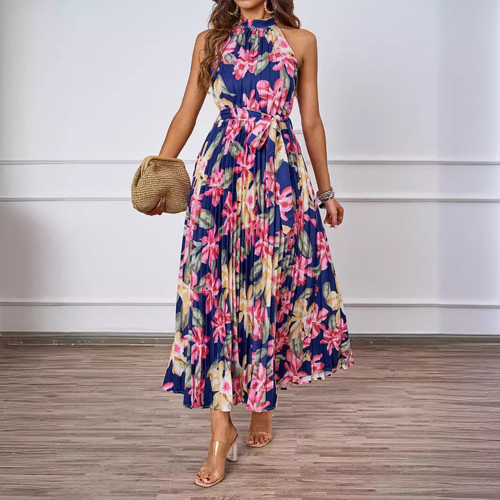 Robe maxi élégante pour femmes avec design floral et haut froncé Levoire
