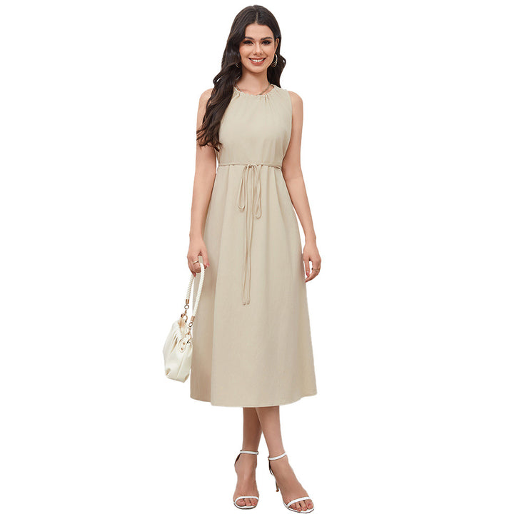 Robe mi-longue pour femme avec cordon élégant et ourlet flottant Levoire