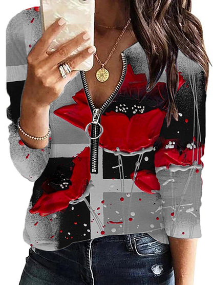 Levoire | Rennokas imprimé à manches longues T-shirt zippé 5