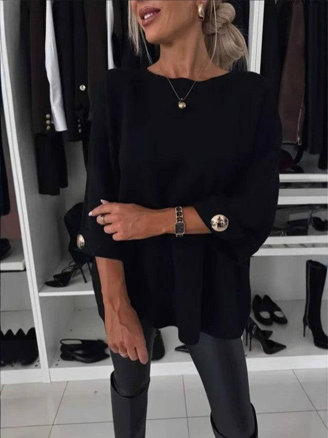 Pull en tricot décontracté pour femmes avec des détails de boutons à la mode Levoire
