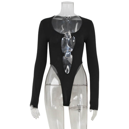 Levoire | Combinaison sexy avec anneaux en métal Noir