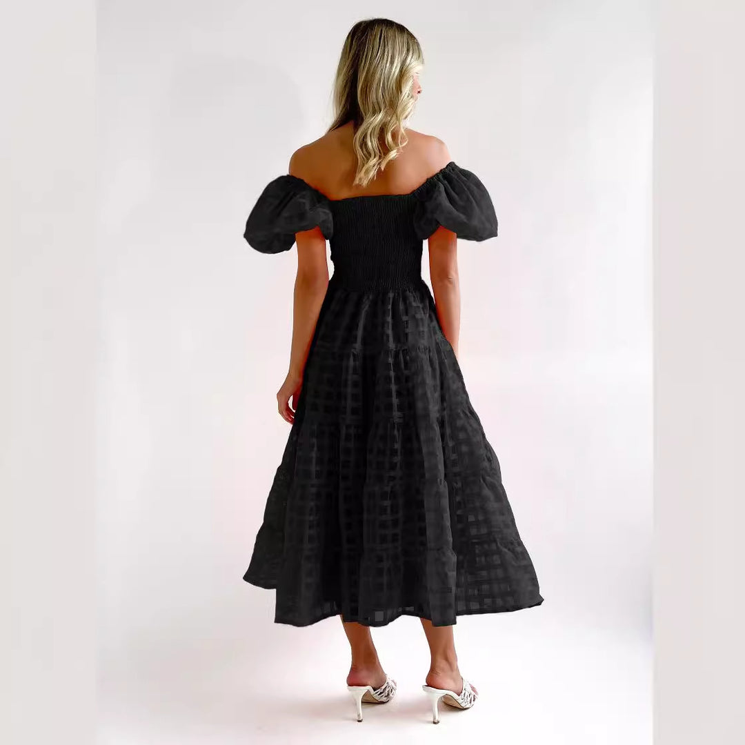 Robe maxi pour femmes avec manches bouffantes et haut élastique Levoire
