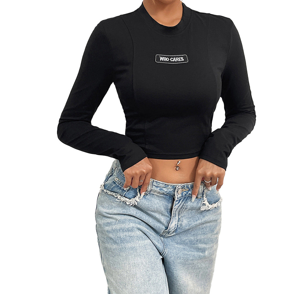 Chemise à manches longues cropped pour femmes avec patch accrocheur Levoire