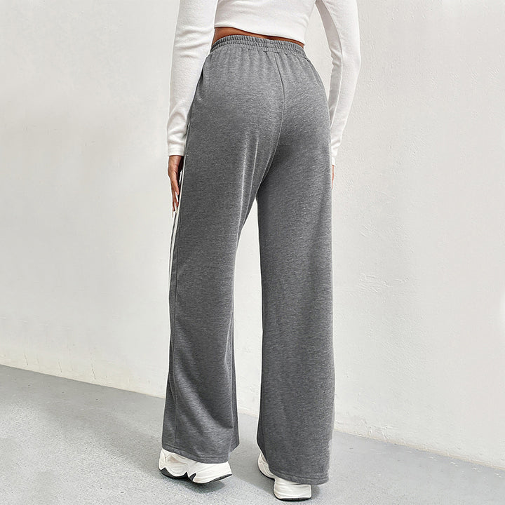 Pantalons de loisirs sportifs pour femmes avec coupe large et rayures contrastées Levoire