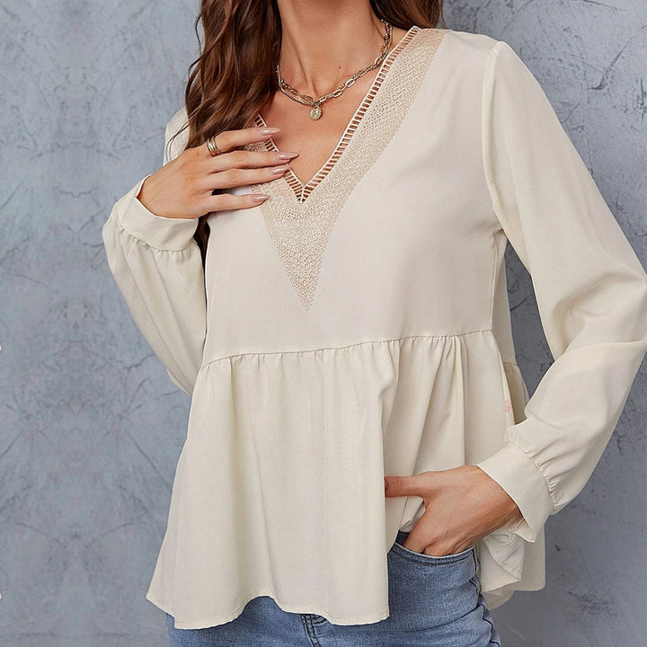 Blouse femme avec manches enrichies et dentelle Levoire