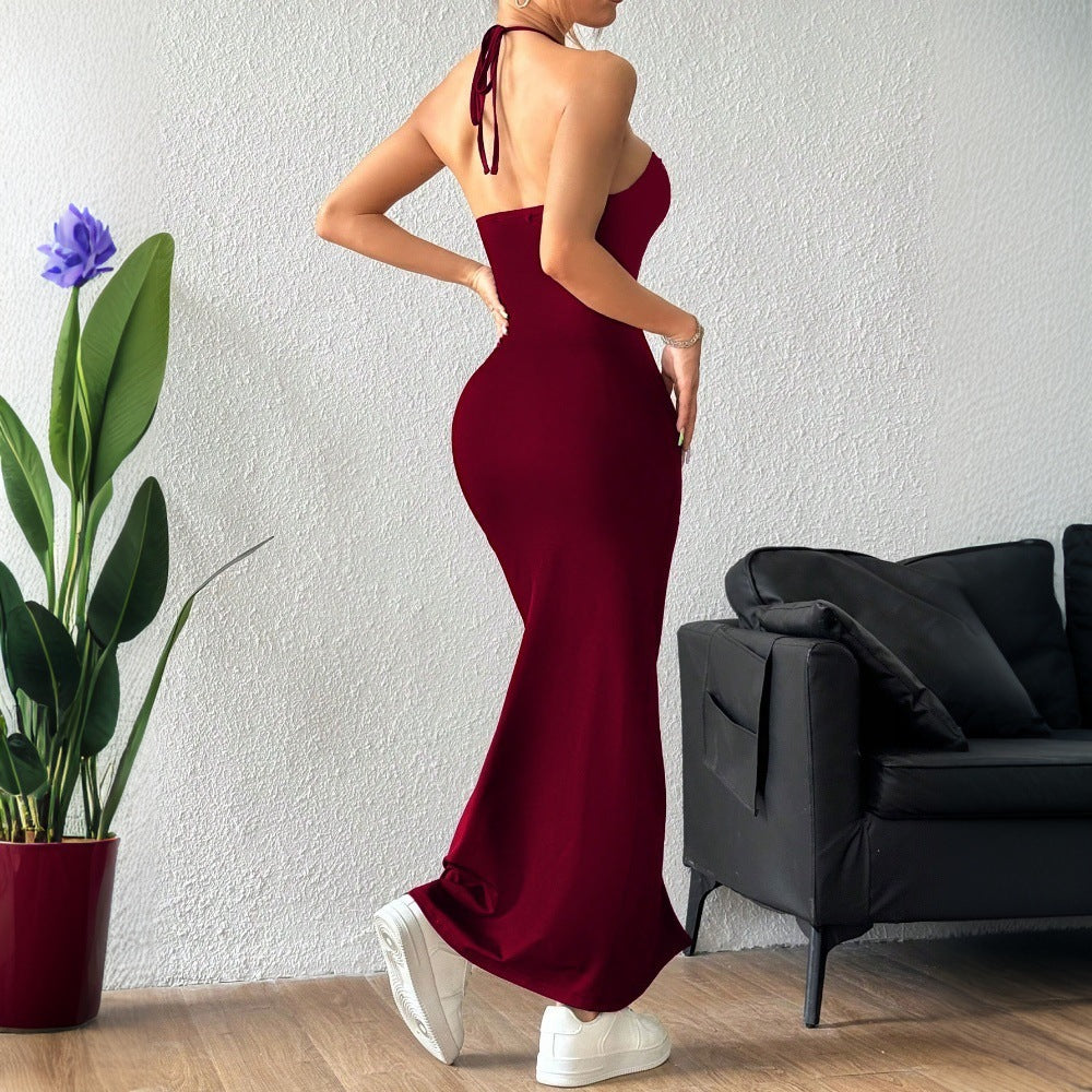 Robe maxi femme avec découpe élégante et fente excitante Levoire
