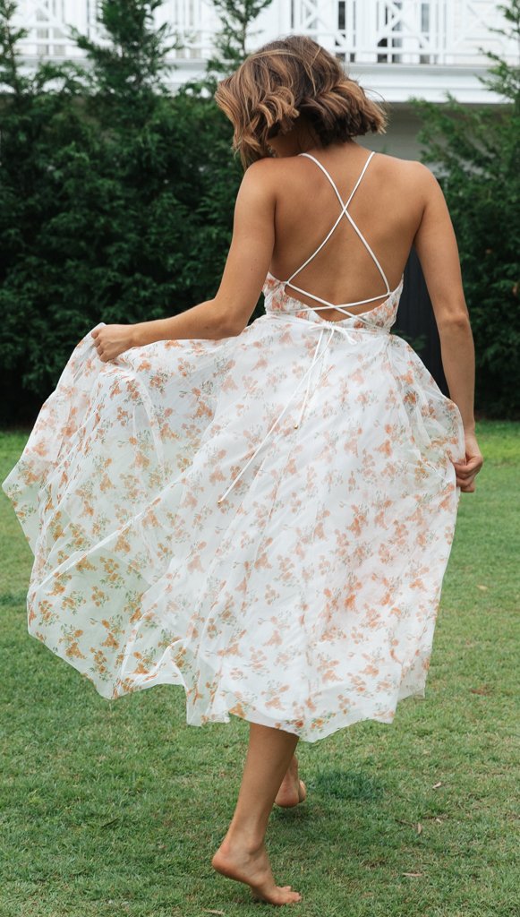 Robe maxi femme avec décolleté en V profond et chiffon fluide Levoire