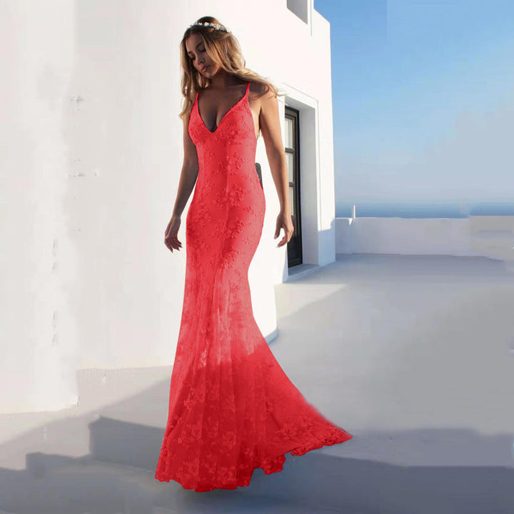 Levoire | Élégante robe blanche sans bretelles Rouge clair