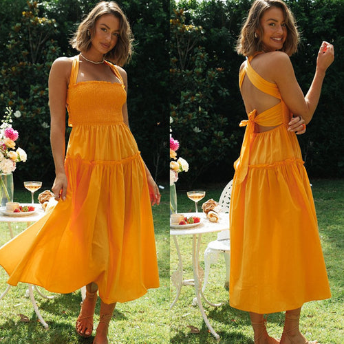 Robe maxi femme avec décolleté dans le dos et nœuds sur les côtés Levoire