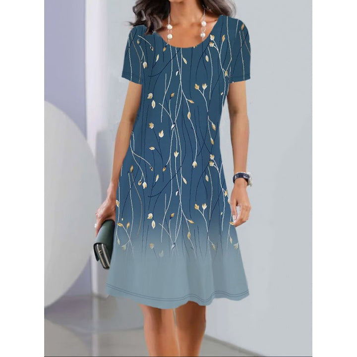 Levoire | Légères Impression Printemps-été Robe Midi à Manches Courtes Élément 4