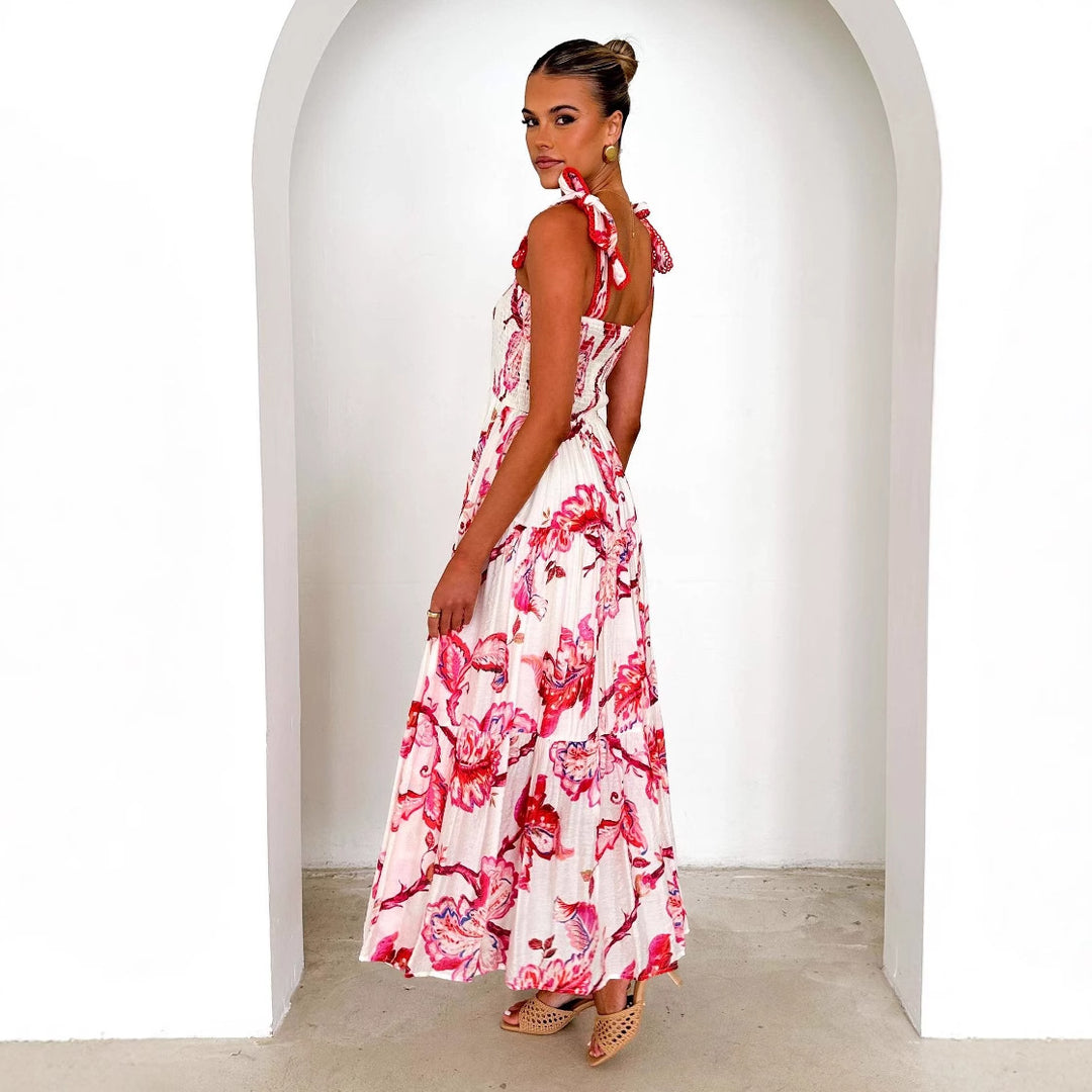 Robe maxi pour femme avec un design de volants ludique et un tissu fluide Levoire