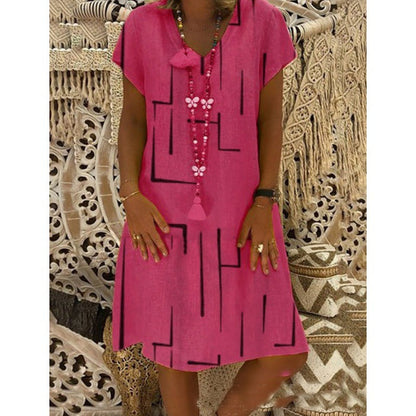 Levoire | Robe à encolure en V à motif tendance Fuchsia