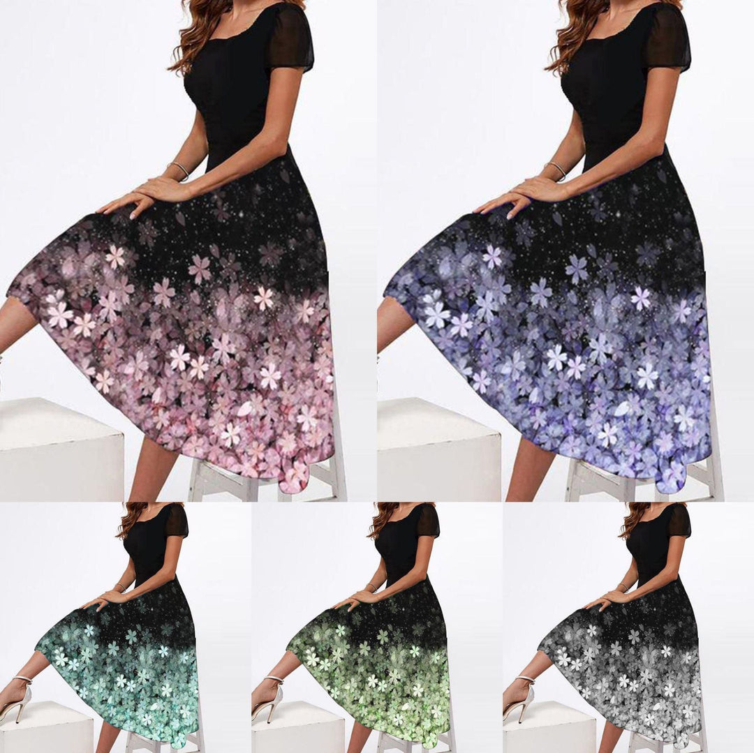 Levoire | Trendik Print Manches Courtes Robe Multicolore