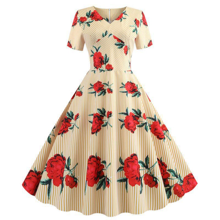 Robe swing femme avec imprimé floral et élégant décolleté en V Levoire