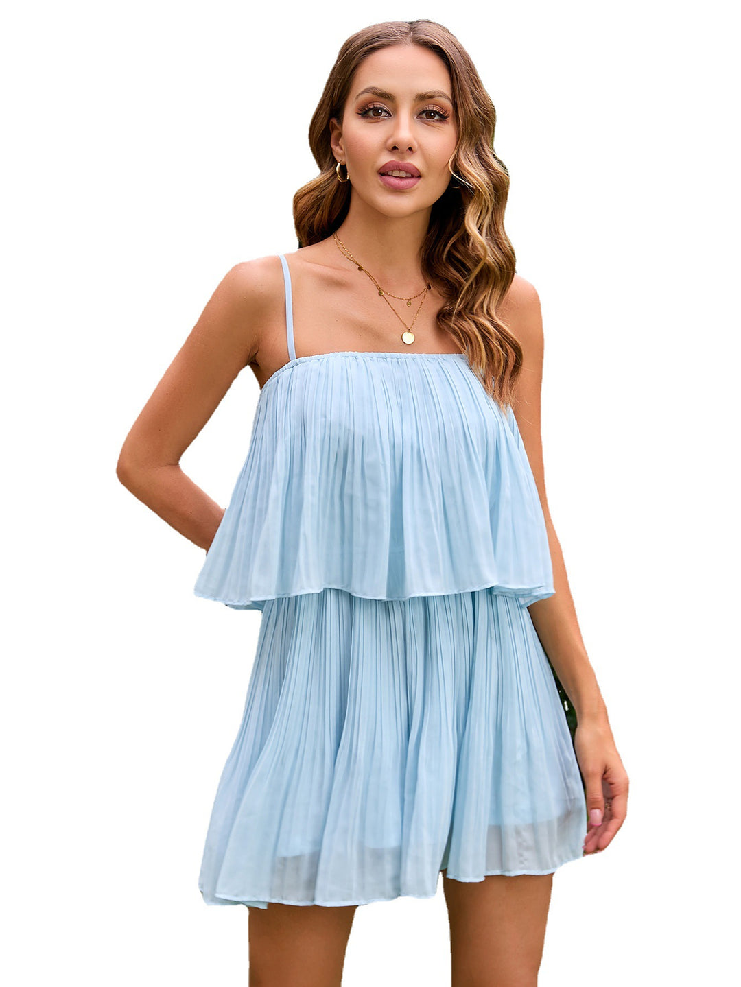 Robe d'été plissée pour femmes avec haut superposé Levoire