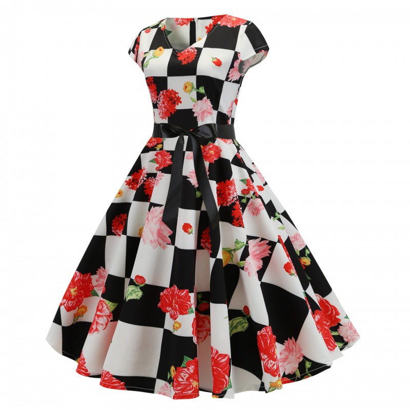 Robe swing femme avec motif floral et ceinture de taille élégante Levoire