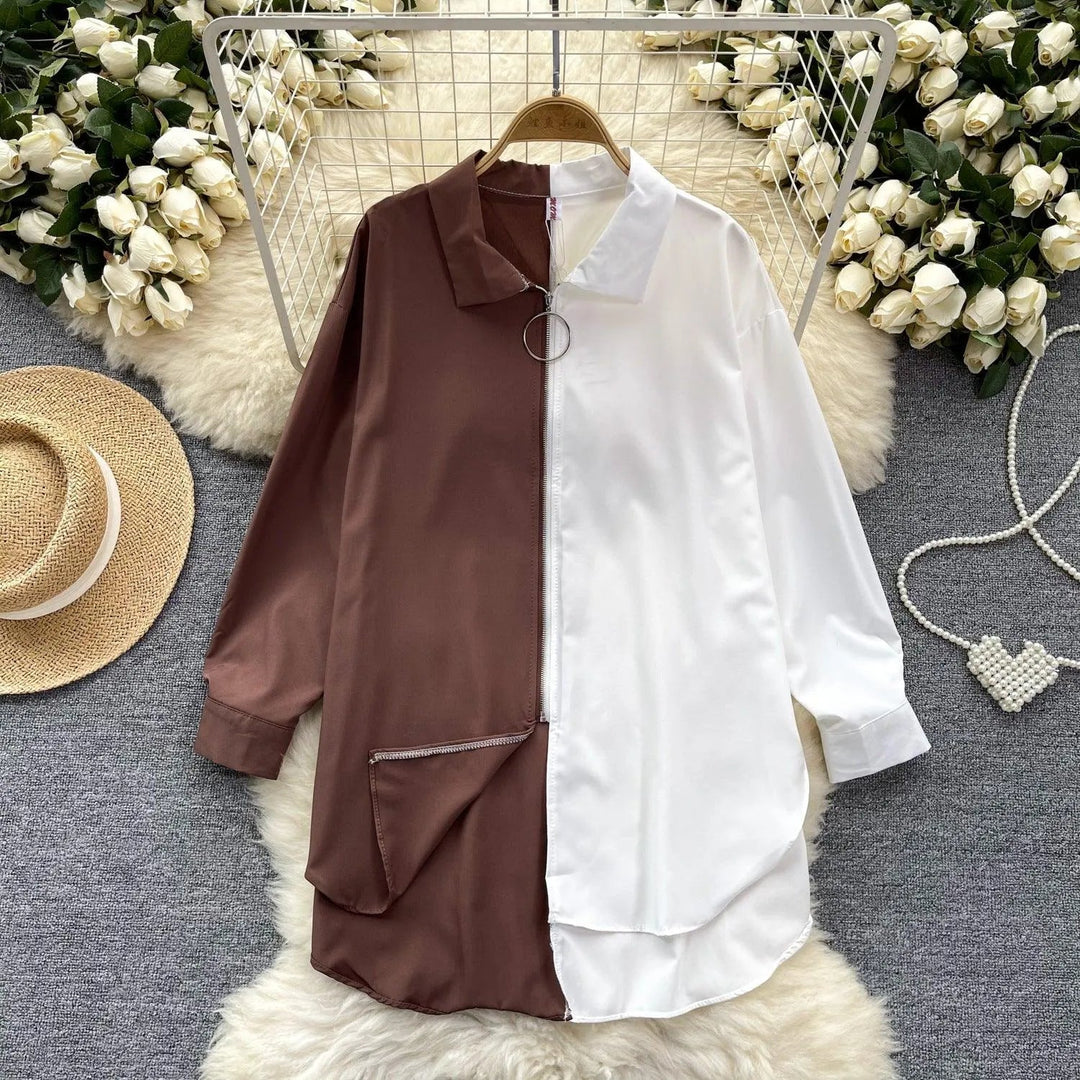 Levoire | Chemise dans des couleurs assorties avec une longueur mi-longue Braun Taille libre