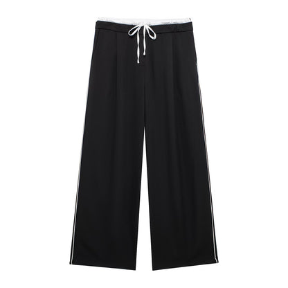 Levoire | Élégant printemps deux couches taille long pantalon noir